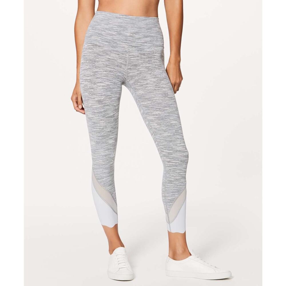 Lululemon Wunder Under Crop II Scallop 23" Wee Are From Space Silver Spoon Gray